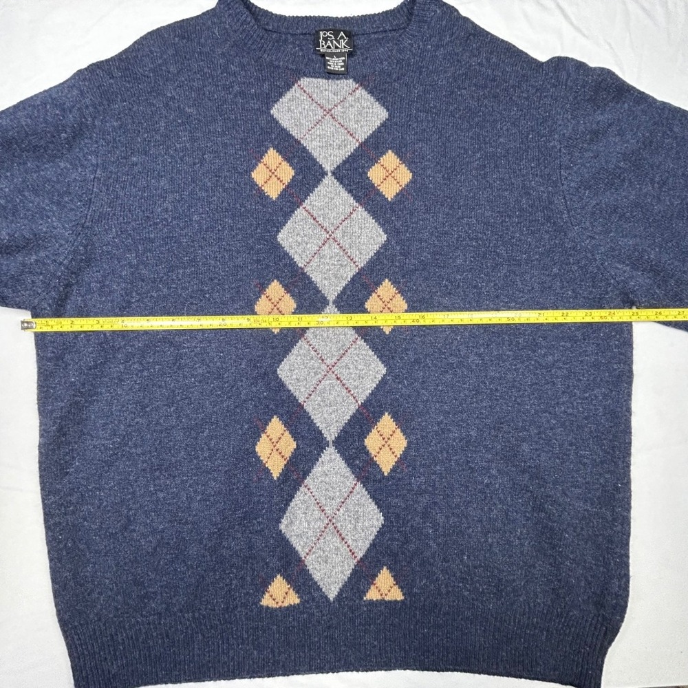 Jos A Bank Men's Lambswool Blend Crewneck Sweater Size L Preppy Argyle Golf - Picture 10 of 11